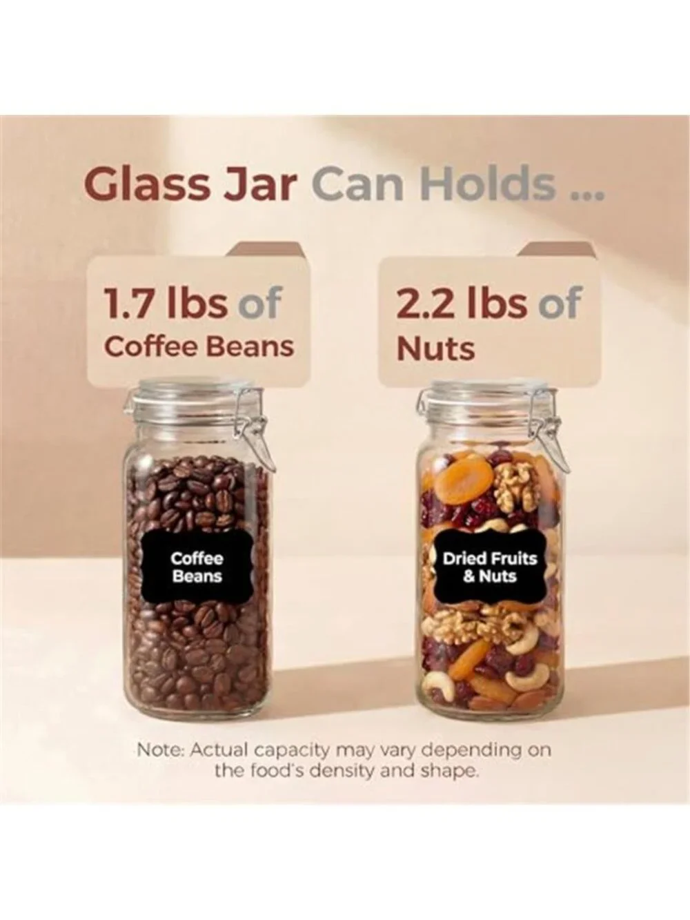 78oz - 3 Pack Square Glass Jars with Airtight Lid, Wide Mouth Mason Jars